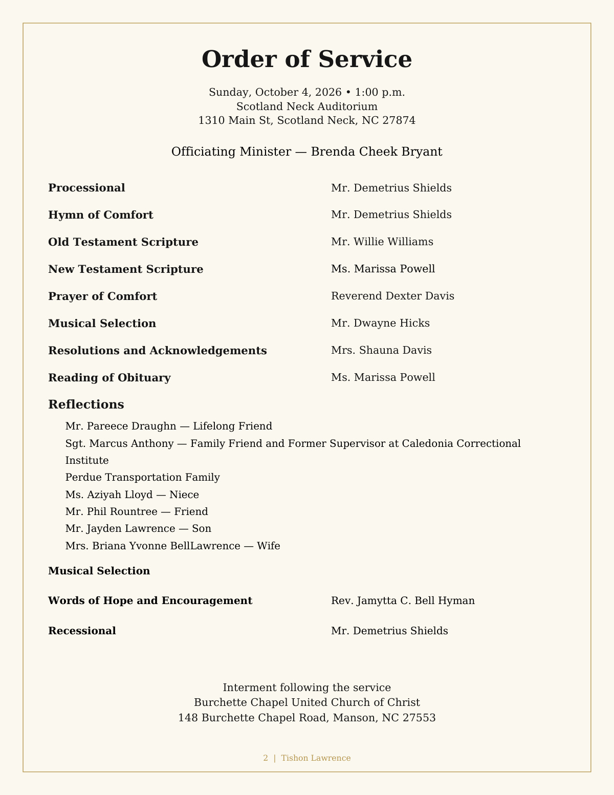 Order of service
